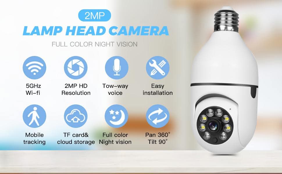 Caméra de surveillance à tête d'ampoule